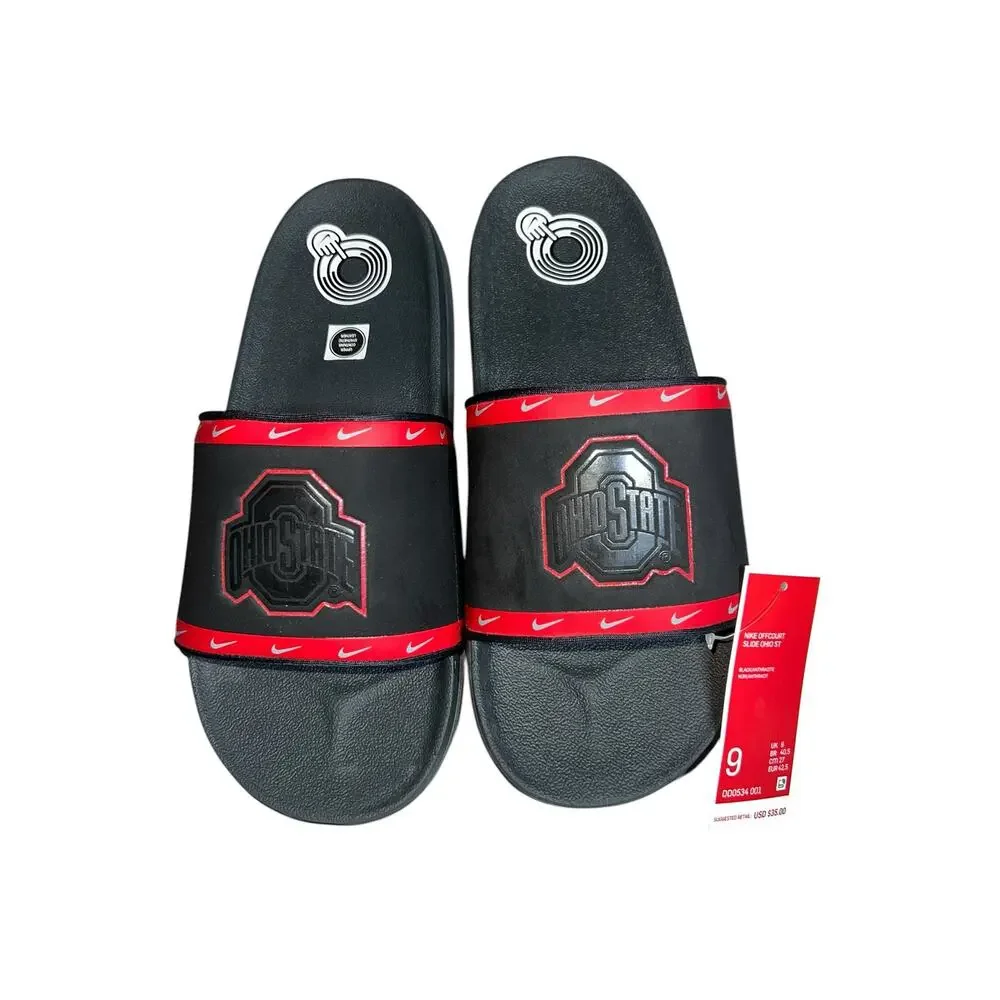 Nike Ohio State Buckeyes Slide Sandals Men 9 Nike Offcourt DD0534-001 OSU NEW